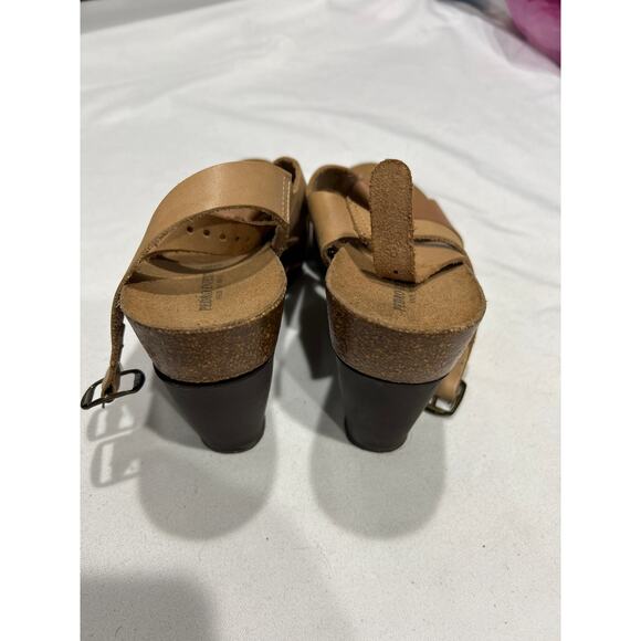 Pre Owned Pedro Iniesta Two Tone Leather Wedge Sandals Size 10 - Picture 4 of 6